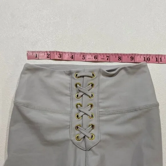 We Wore What Gray Lace Up High Waist Leggings XS Stretch Athleisure Pants - Picture 4 of 9